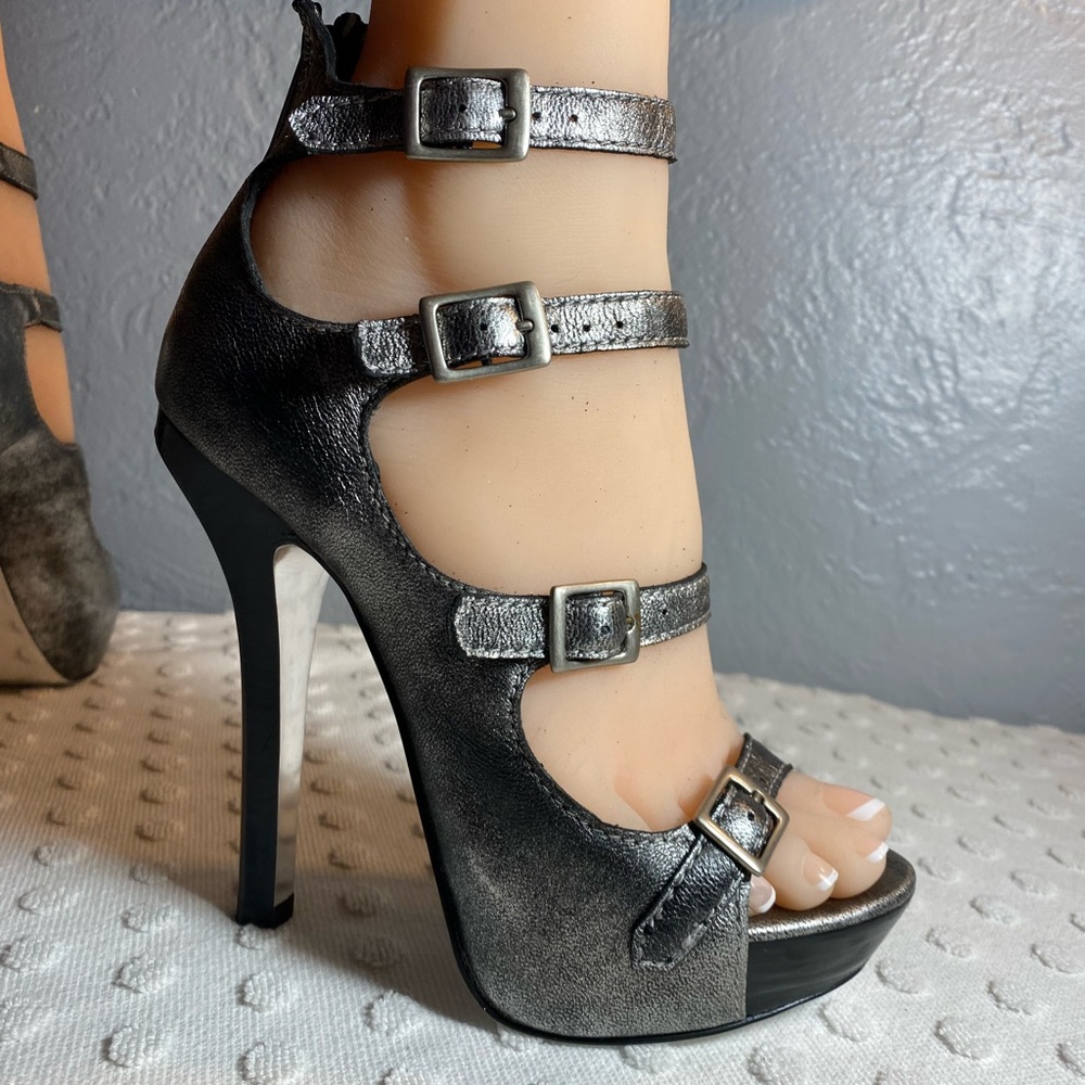 BEBE Gunmetal platform buckle heels SOMEBODY PLEASE BUY THESE SHOES!!!!